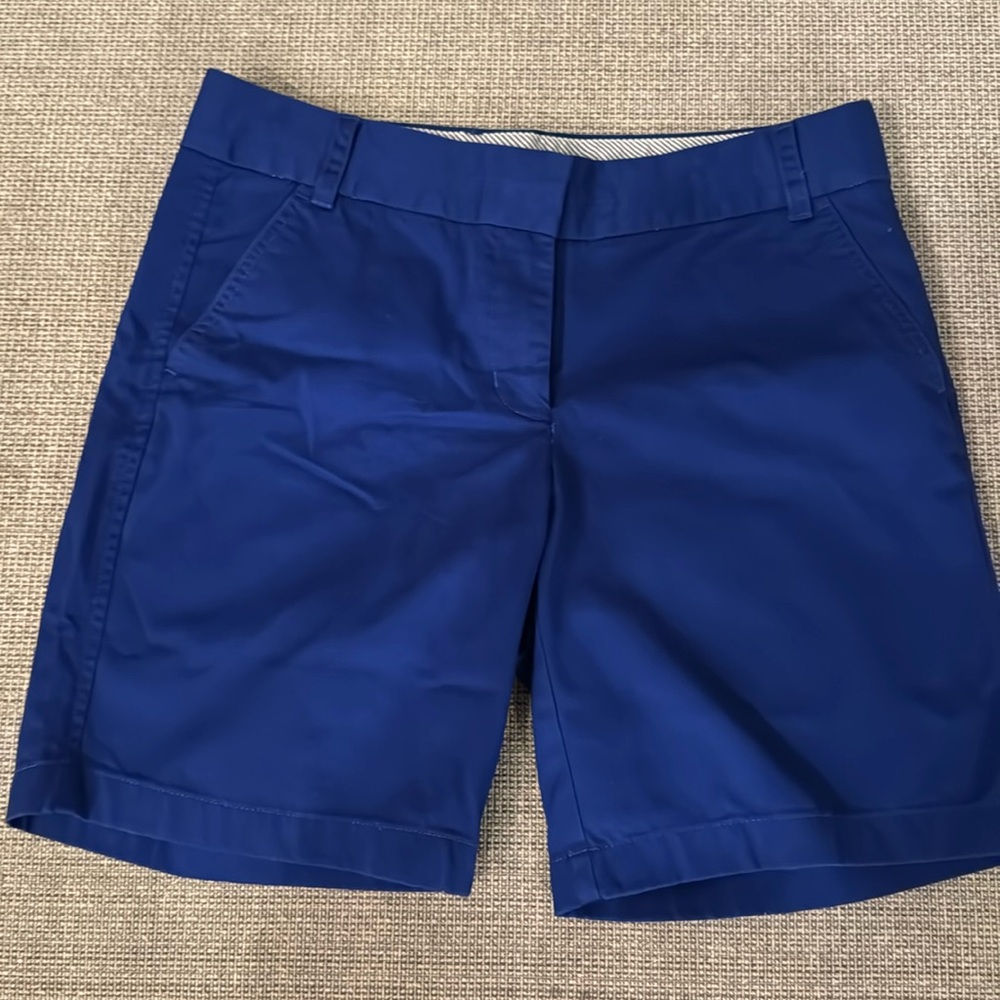J. Crew Women's Size 8 Chino Shorts Slant Pocket Mid Rise Royal Blue NWOT-266
